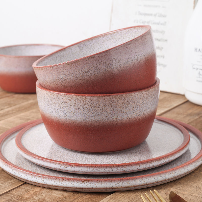 Stone Lain Vince 32-Piece Dinnerware Set Stoneware, Red