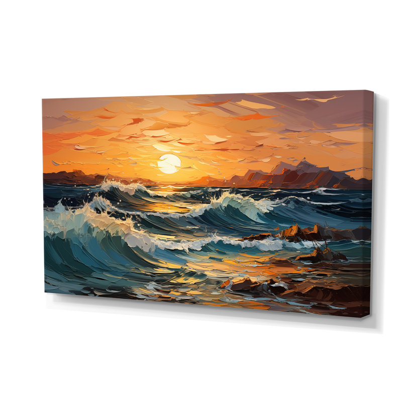Abstrait lyrique orange sarcelle, coucher de soleil lyrique - Abstraction lyrique, art mural sur toile