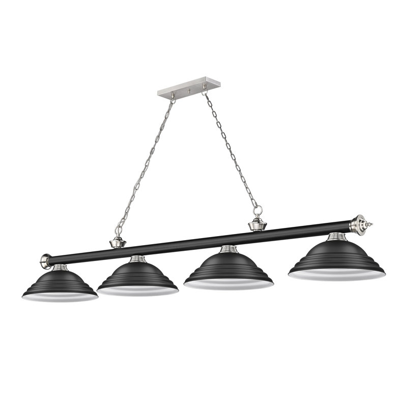 Billard 4 lumières Annaleisa, Noir mat, Noir mat/nickel brossé