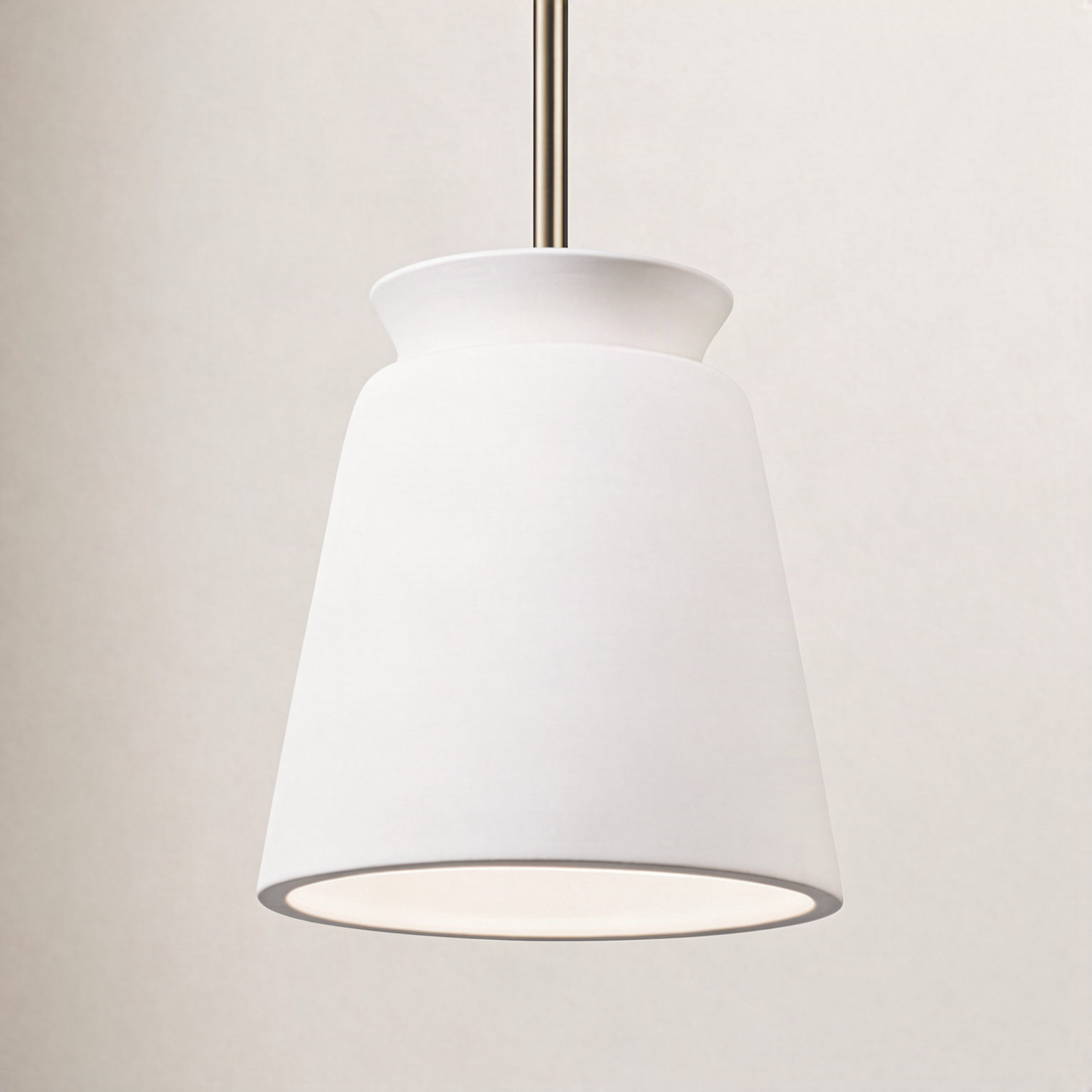 Logan Dimmable Cone Pendant, Bisque, Antique Brass, Incandescent (Not Included)
