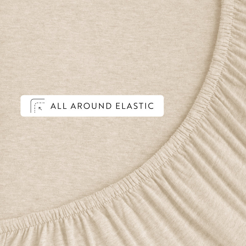 4 Piece 100% Cotton Jersey Knit Sheet Sets, Full Sheet Set + 1 Fitted Sheet + 2 Pillowcases, Oatmeal