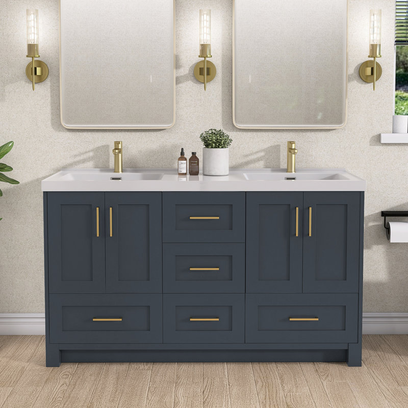 Meuble-lavabo autoportant 60 po avec lavabo double 60 po