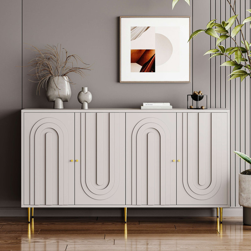 Armoire de rangement Buffet Modern, 33.49" H x 59.87" W x 15.78" D, Gray