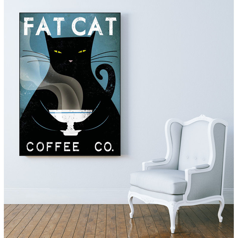 «Cat Coffee No City» par Ryan Fowler - Reproduction d'art graphique sur papier encadré, H 14 po x l 11 po