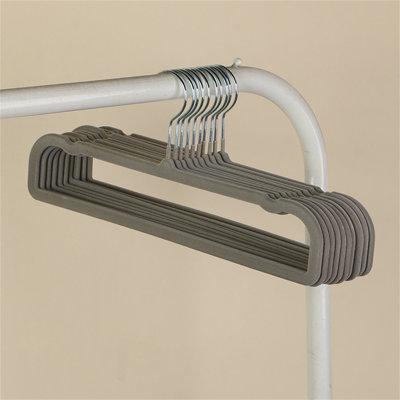 Velvet Pants Hanger Space Saver, Non-Slip Shorts Hanger, Wide Leg Jeans Hanger, With 10 Clothing Hook Connectors Closet Organizer, Thin Felt Hanger For College Dorms (Grey)