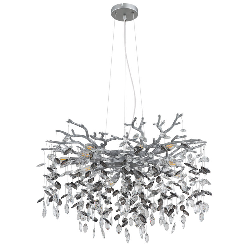 10 - Light Chandelier, Silver, Clear