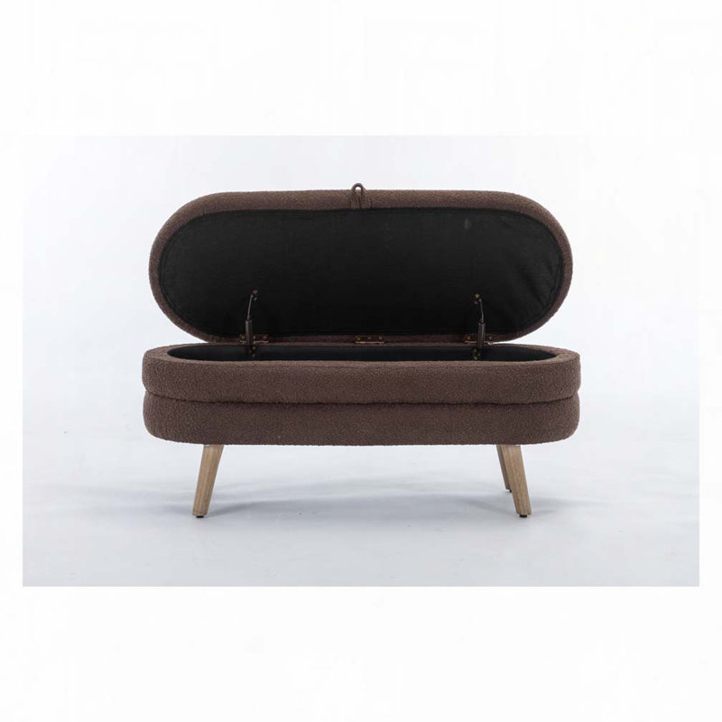 Noelany Upholstered Storage Bench, Brown Boucle