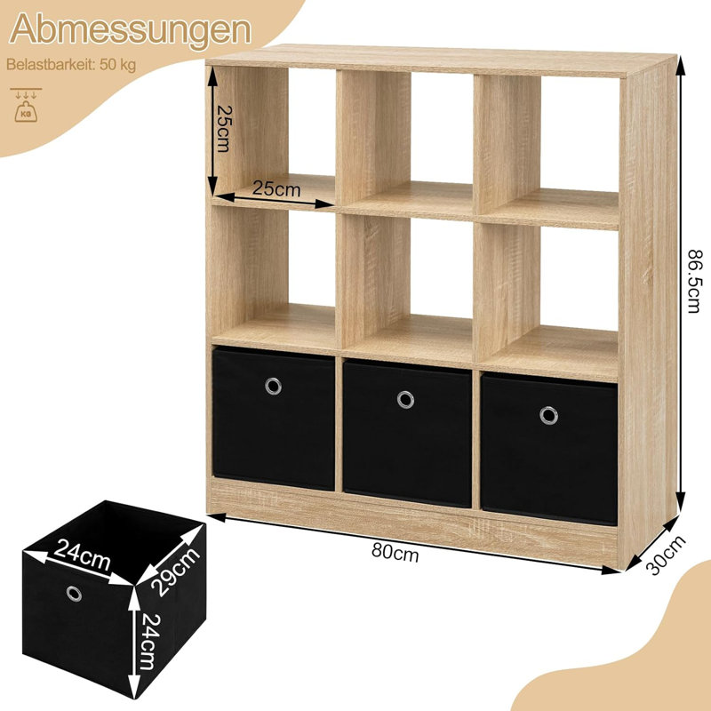 Nota 86.5cm H x 80cm W Cube Bookcase, Brown