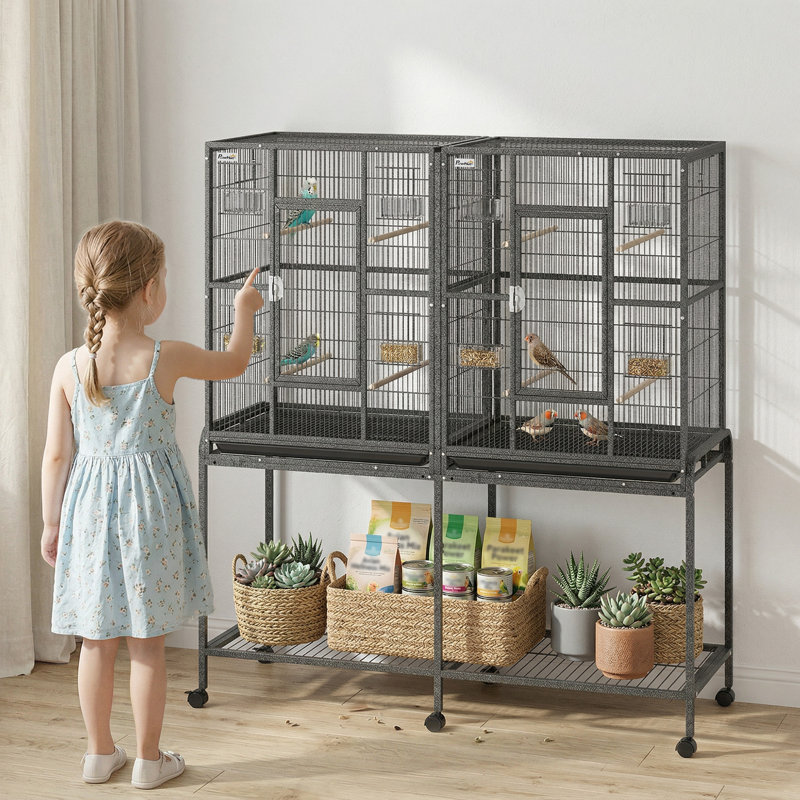 Cage à oiseau 56 ", cage à perroquet avec support amovible