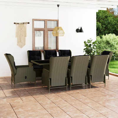 Patio Dining Table and Chairs Set Poly Rattan
