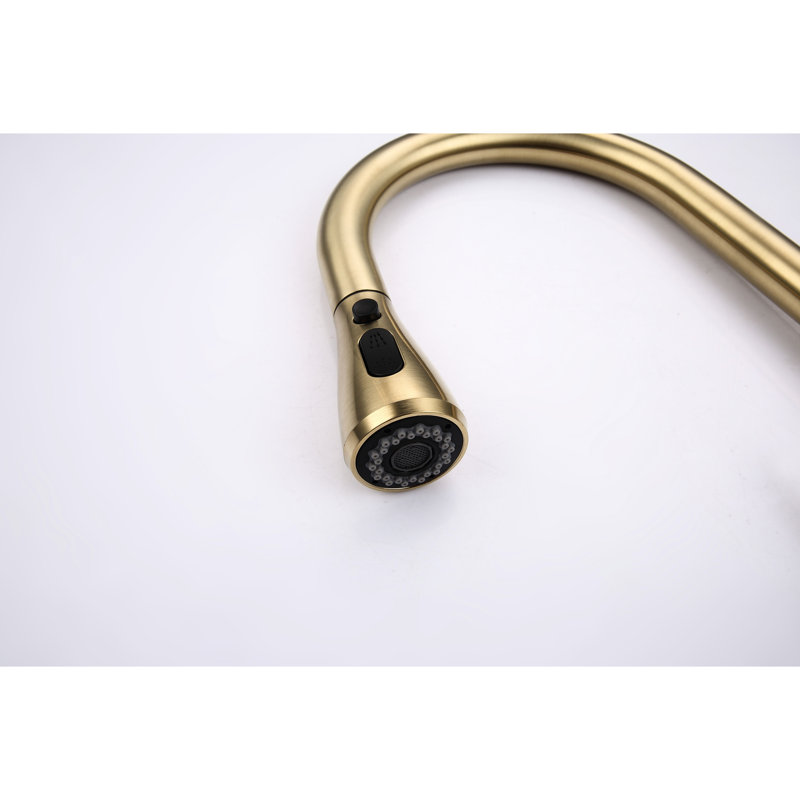 Brushed Gold Pull Out Spray Kitchen Faucet, Stainless Steel Construction Material, 360 Rotating Nozzle, Corrosion & Rust Trait Faucet With Head, Steel, Rotatable Easy Temperature Flow Control,