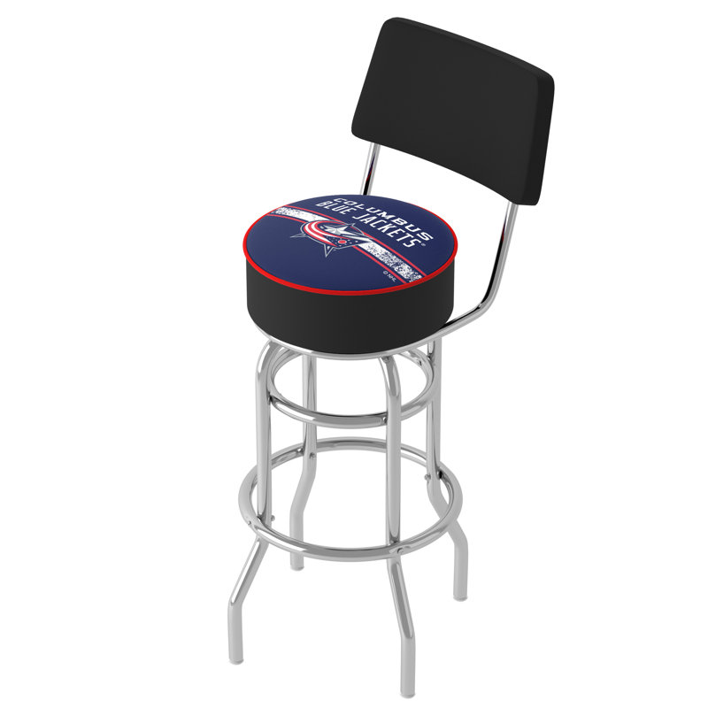 NHL Swivel Upholstered Counter Stool with Metal Frame, Columbus Blue Jackets