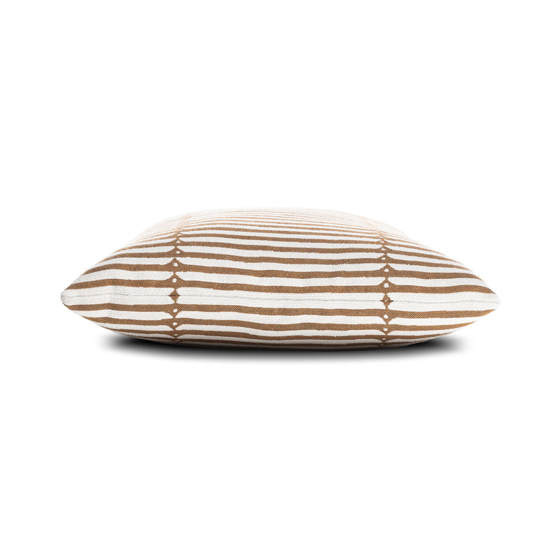 Luxe Square Indoor/Outdoor Pillow Cover & Insert, 22"H x 22"W, Striped 1, Caramel