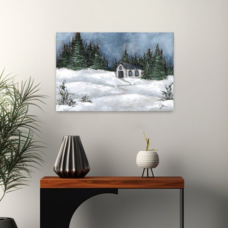 «Forager 2», paysage contemporain abstrait, art hivernal, H 16 po x l 24 po