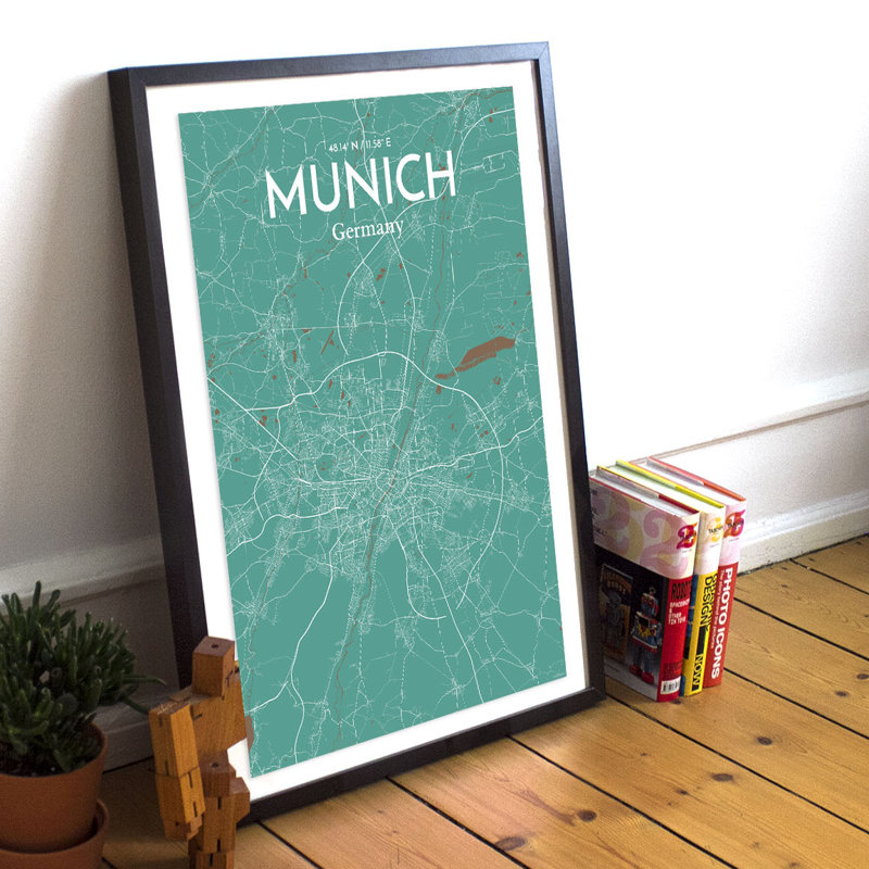 Munich City Map - No Frame Print, 61cm H x 45.7cm W x 0.13cm D x 0.13 cm D