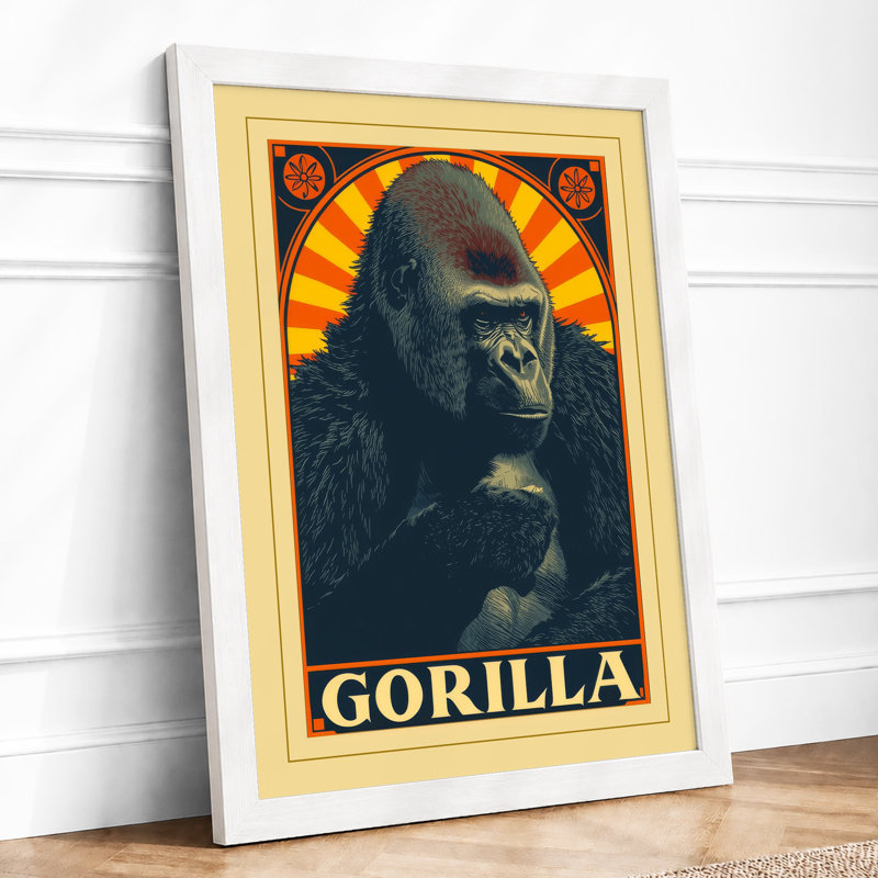 Golden Gorilla Art Deco - Print, A1 - 84.1 x 59.4 cm, White