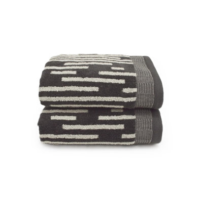 100% Cotton Striped Hand Towels - Set of 2