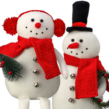 Plush Red & White Santa Hat Snowman Decor – Traditions