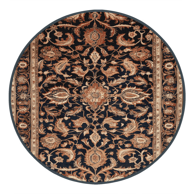 Tapis brun lavable à la machine, Rond 7 pi