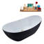 Baignoire de trempage autoportante en acrylique 62 "avec bonde et plateau en bambou Streamline-97552435