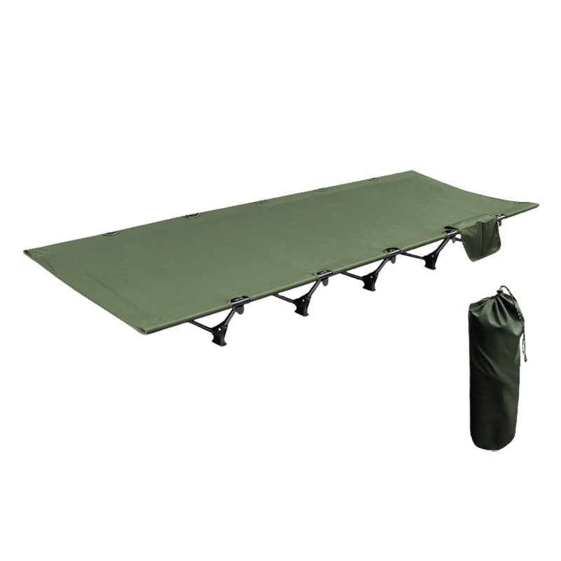 Lit de camp pliant pour l'extérieur avec sac de rangement pouvant supporter 150 kg et facile à installer, Vert d’armée