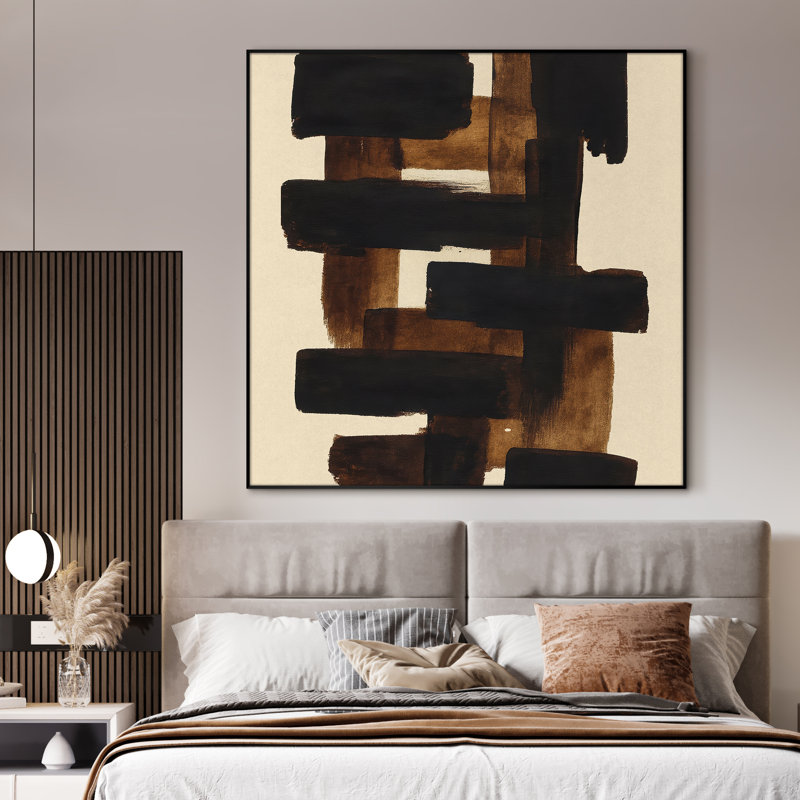 Extra Large Wall Art Fabric Print - Abstract Netural Modern Artwork Artwork Decor for Living Room or Bedroom - "Frame Assembly Required (Unfinished Frame)"