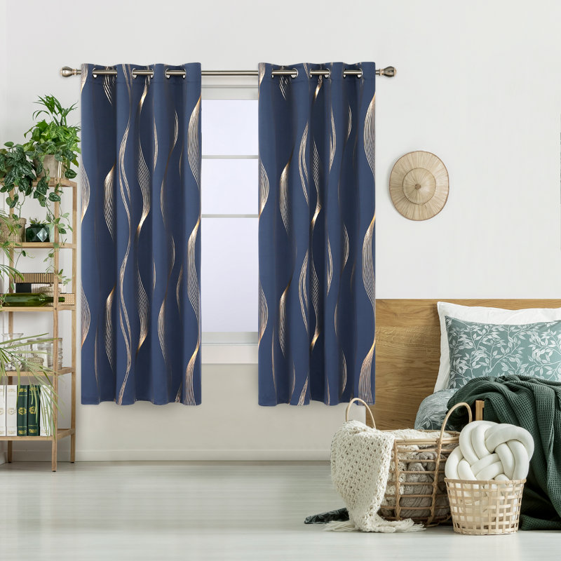 Maisonet Blackout Curtain Pair, Navy Blue, 117cm Width x 183cm Drop