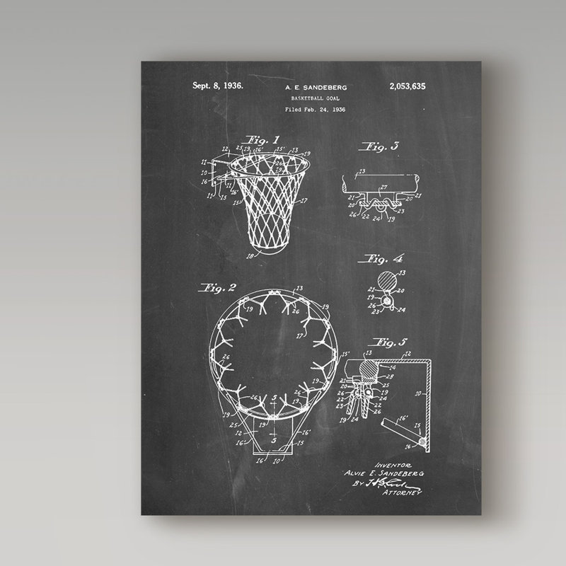 «Basketball Net» par Manilo, reproduction d'art sur toile tendue, H 24 po x l 18 po