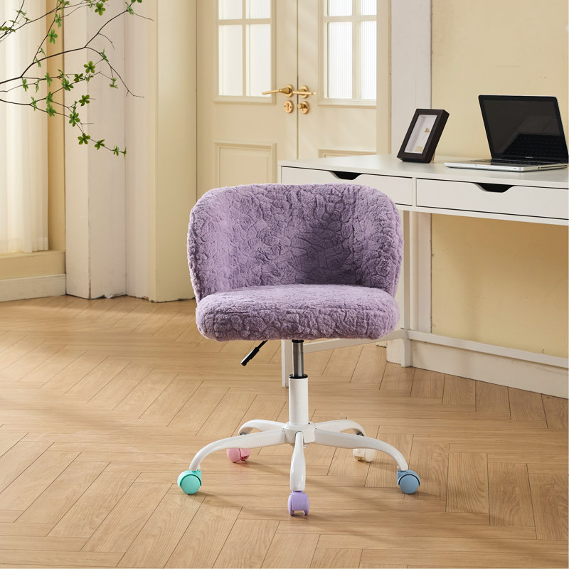 Chaise de bureau artificielle avec base en métal, chaise de bureau pivotante, Violet