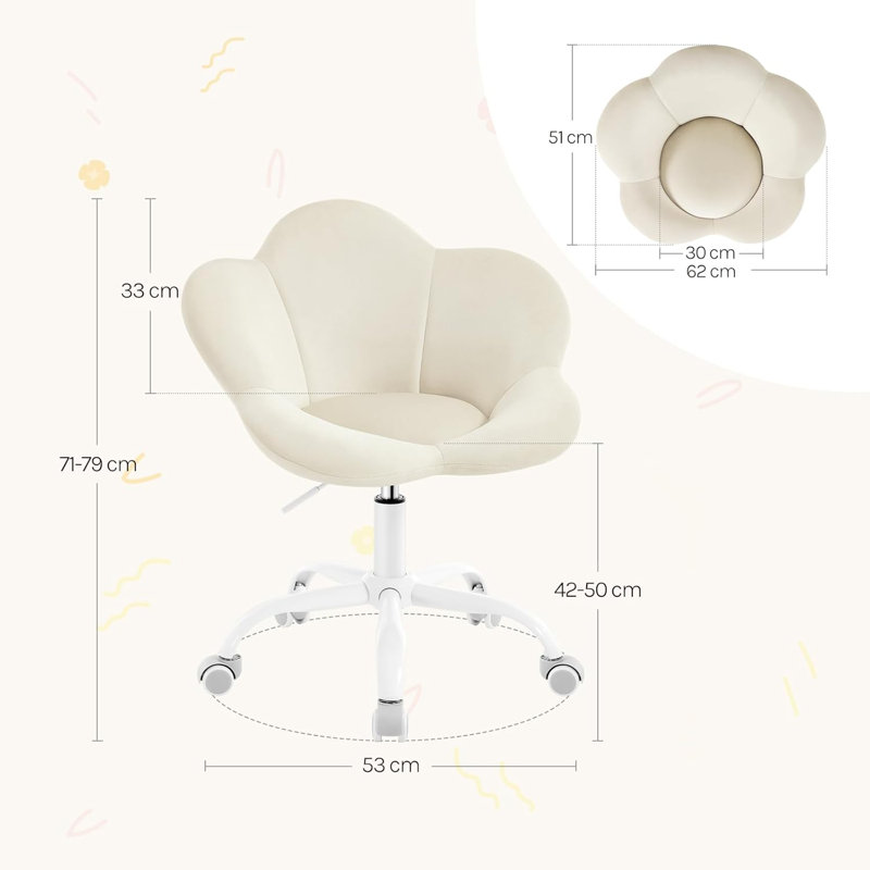 Velvet Office Chair, White