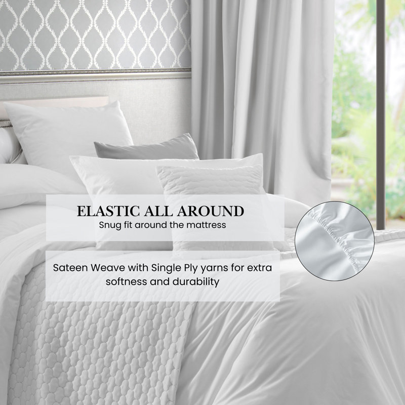500TC_6PC Sateen Sheet Set, Cal.King Sheet Set + 1 Fitted Sheet + 4 Pillowcase, Chocolate