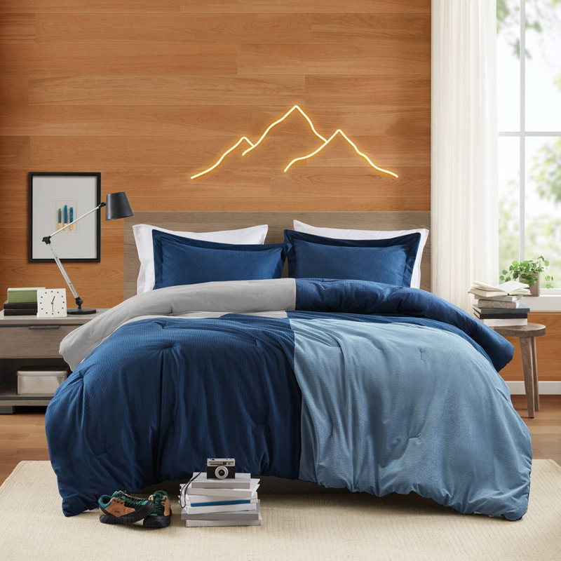 3 Pieces Full/Queen Comforter Set,Blue, Full/Queen Sheet Set + 2 Additional Pieces, Blue