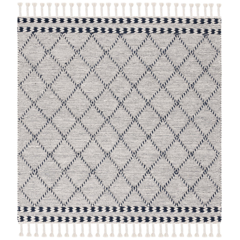 Dessiree Hand Woven Wool And Cotton Geometric Rug, Square 6'