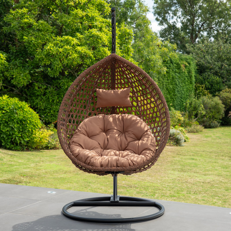 Pawhuska Hanging Swing Single Egg Pod Chair, Brown