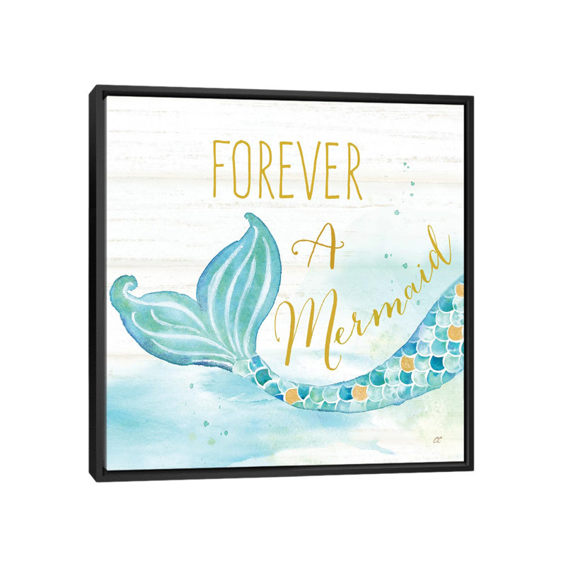 «Mermaid Tale I», impression sur toile, H 18 po x l 18 po x P 1,5 po, Toile avec cadre noir, Pas de tapis