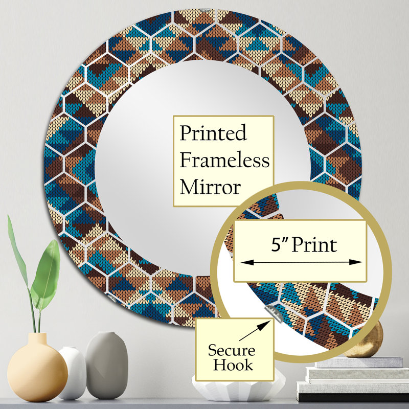 Tribal Aztec Geometrics - Miroir mural moderne, 24 po x 24 po