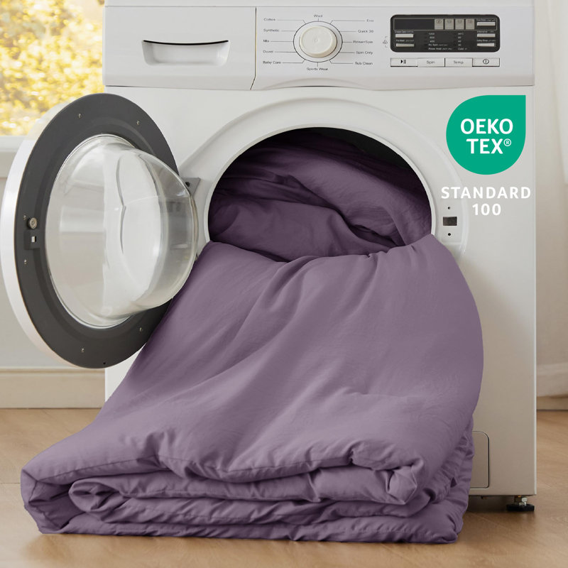 Bedsure Reversible Prewashed Comforter Set, Queen Comforter + 2 Standard Pillowcases, Grayish Purple