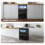 Machine à glaçons autoportante et autonettoyante en acier inoxydable noir de 15,75 po avec auto-nettoyage et double entrée d'eau pour la cuisine à domicile IUDommy 80 LBS / Day