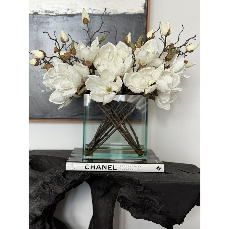 Magnolia Arrangement in Vase, White