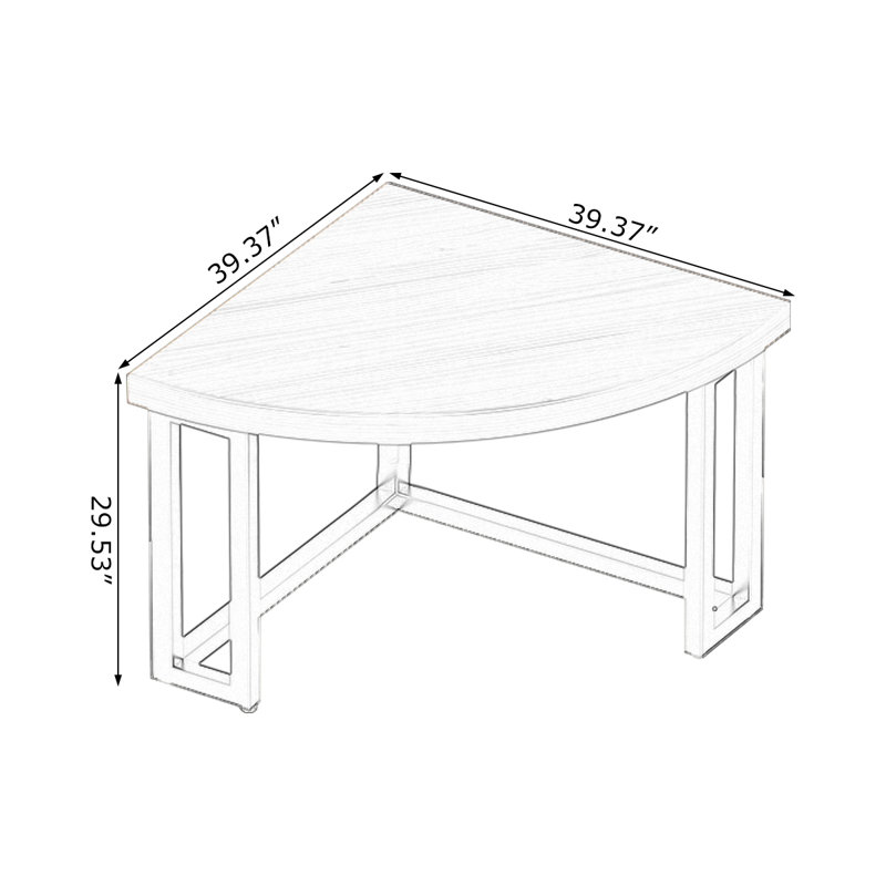 Bureaux en bois massif demi-cercle, H 29,53 po x l 39,37 po x P 39,37 po