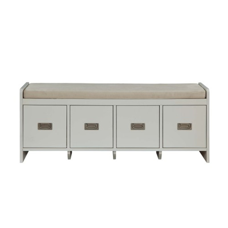 Banc en tissu beige avec rangement Berci