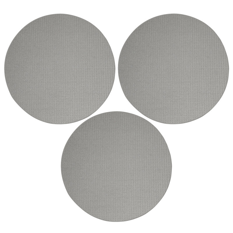 Tapis gris en polyester touffeté à la machine Maurya, Rond 2 pi