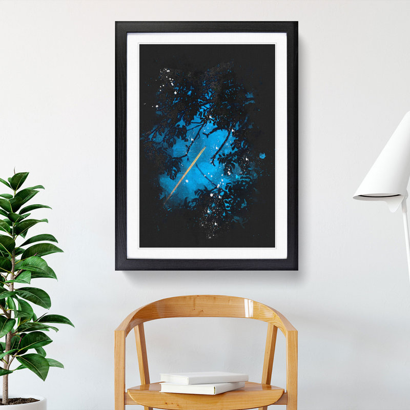 Airplane Through the Trees - Framed Print, 33cm H x 24cm W x 2cm D, Black Framed