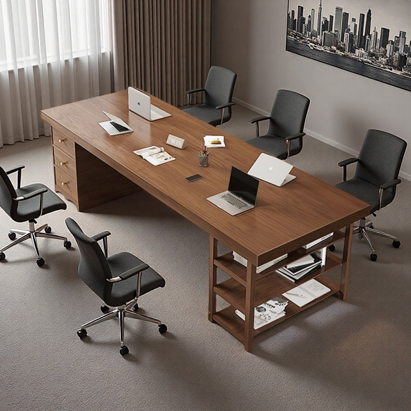 Solid wood conference table with drawers, 29.53" H x  78.74" L x 31.5" W