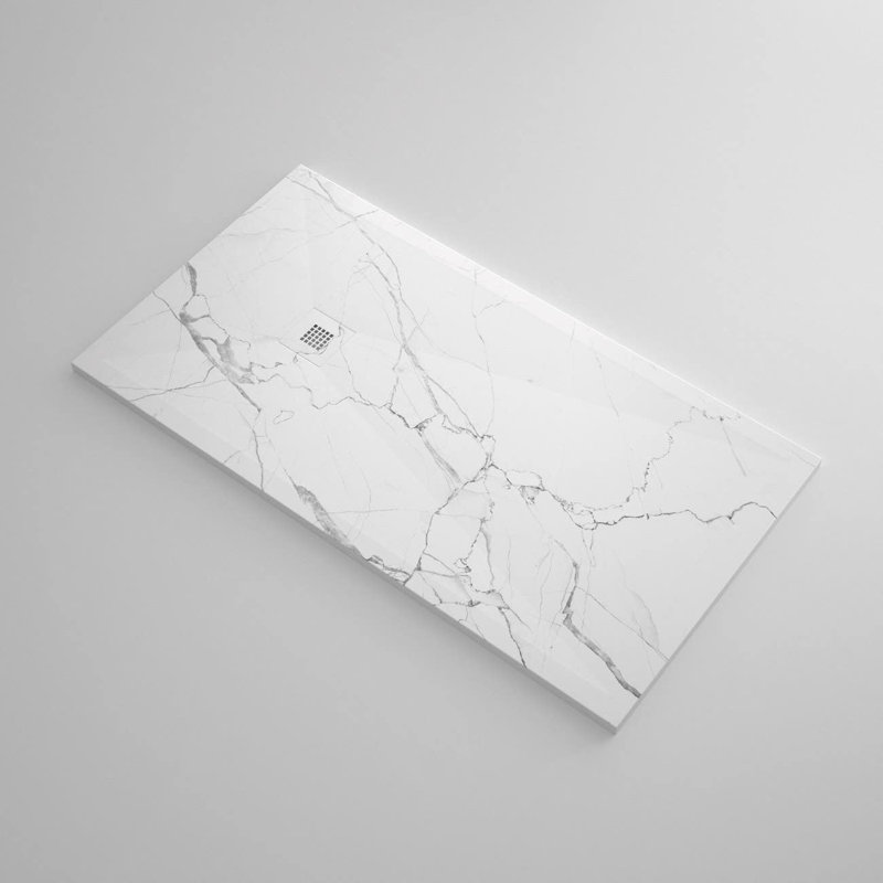 48'' W 32'' D Rectangular Shower Base, White Marble