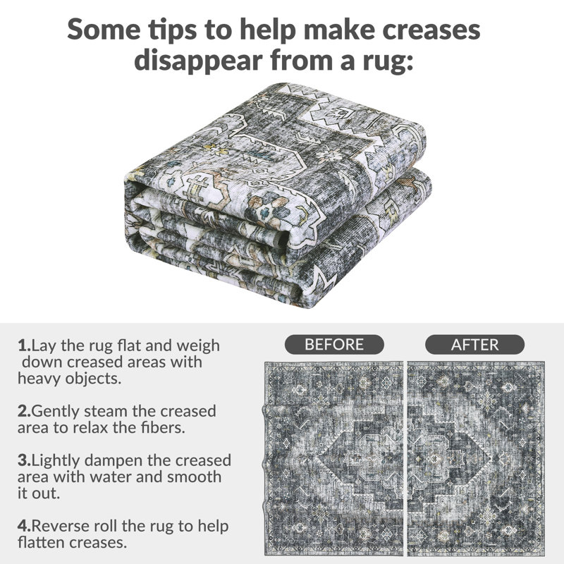 10x13 Area Rugs for Living Room Machine Washable Vintage Rugs Non Slip Traditional Oriental Medallion Carpet for Bedroom Dining Room Home Office Grey