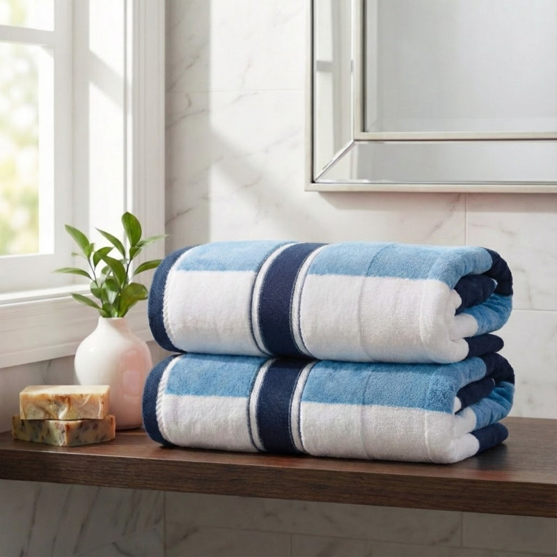 2-Piece Towel Set - 35x70in Extra Large Bath Towels - 500 GSM 100% Cotton Bathroom Accessories - Absorbent Bath Sheets for Shower, Gym, Spa, and Dorm Room by Lavish Home (Navy Blue)