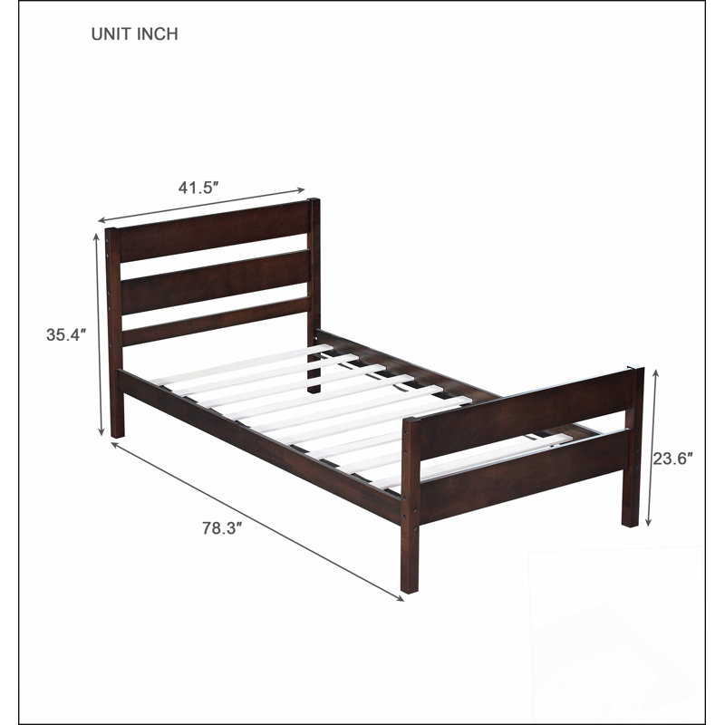 Lit simple avec tête et pied de lit, finition espresso, design moderne, fabrication durable et rangement sous le lit