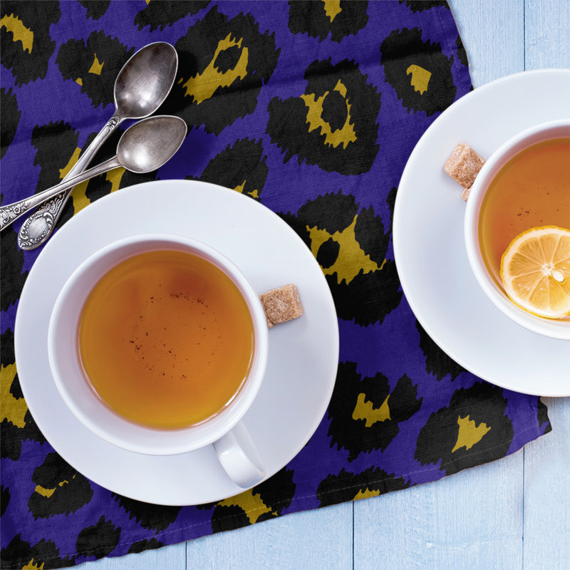 Tea Towel Kitchen Towel, Purple/Black/Yellow, Cotton Blend