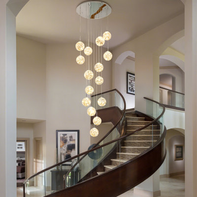 Long Chandeliers For High Ceilings,modern Crystal Pendant Light,raindrop Drop Lamp,hanging Flush Mount Lighting Fixtures For Spiral Staircase,foyer,entryway,living Room